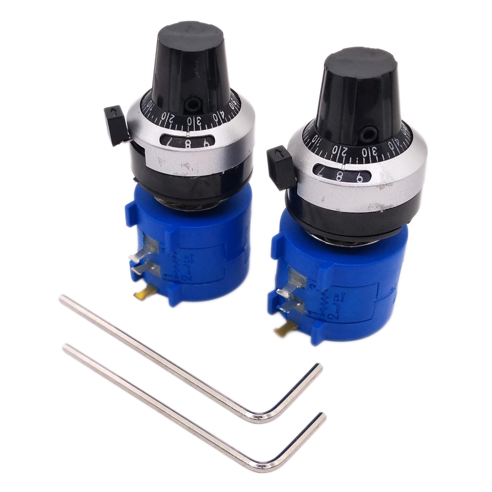 2 Sets 100K Ohm 3590S Potentiometer 10 Turn Counting Dial Rotary Knob