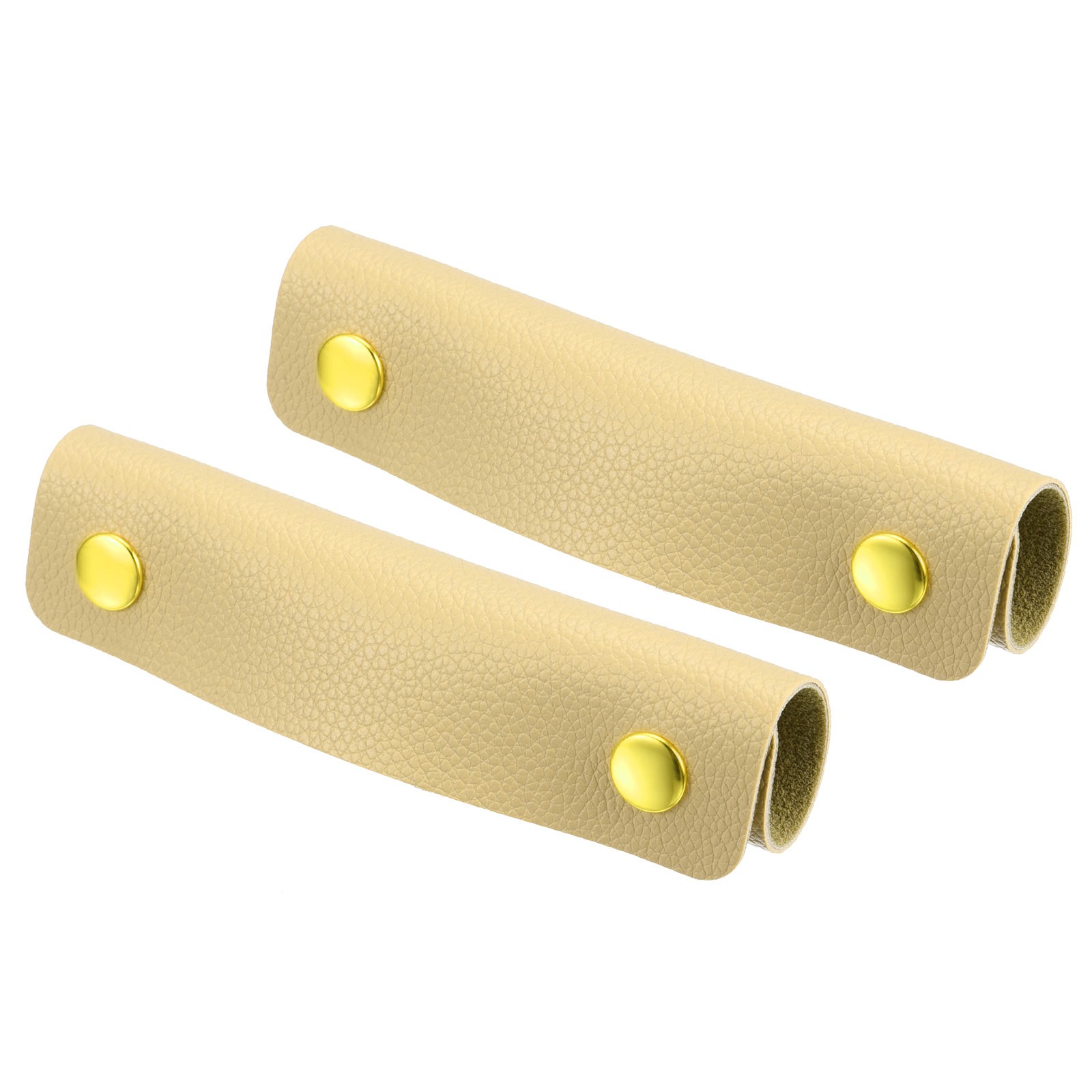 Luggage Handle Wrap, 2 Pack PU Handbag Grip Identifier with Clasp, Apricot