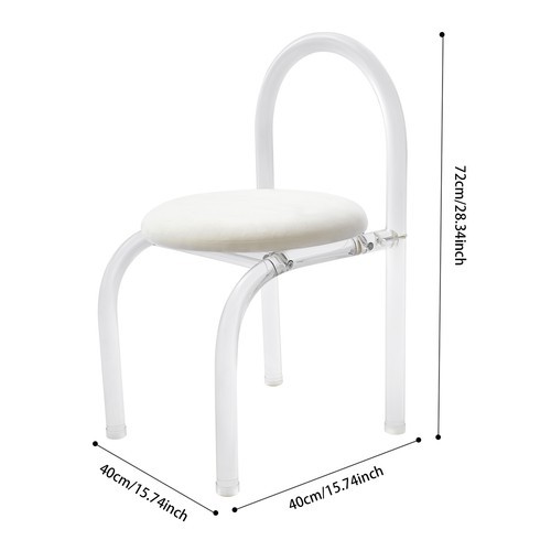 Modern Minimalist Clear Acrylic Makeup Chair with Velvet Cushioned Seat
