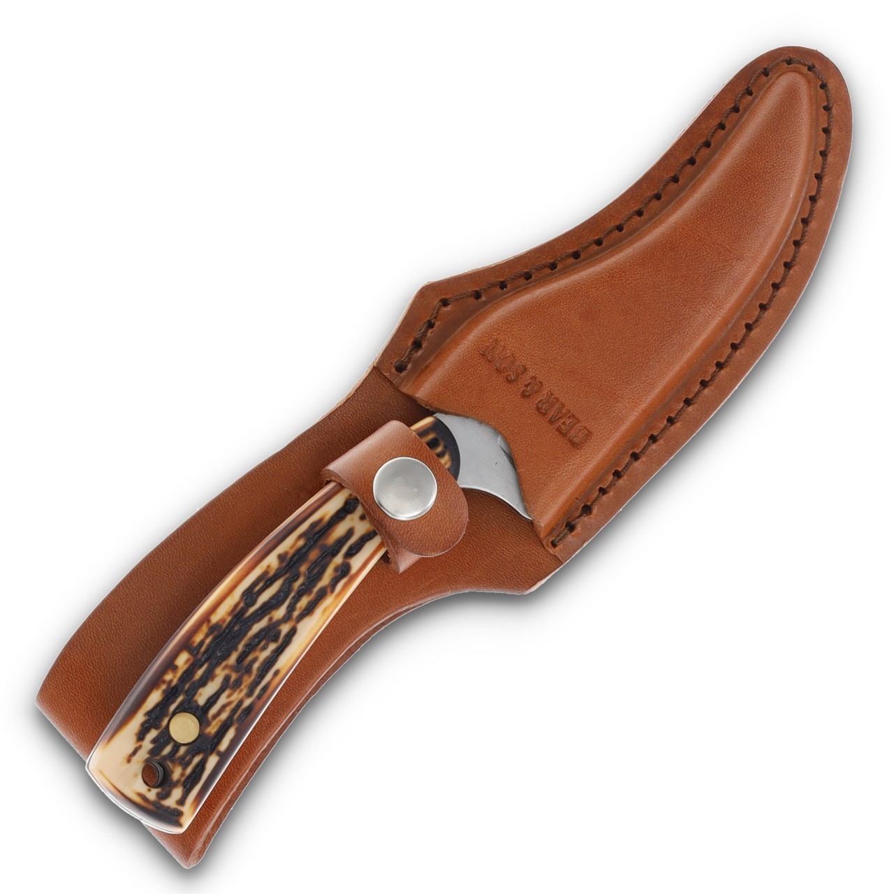 Bear and Son Skinner knife Sharpfinger USA with Leather Belt Sheath
