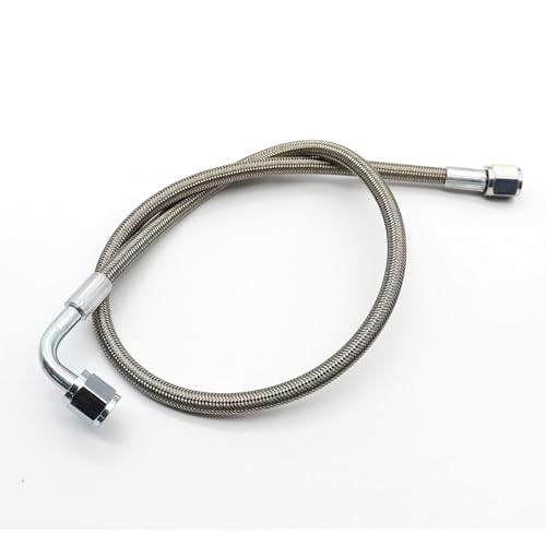 24" Billet Steel Braided Turbo Oil Feed Line Length 4AN 90 Degree 24‘’