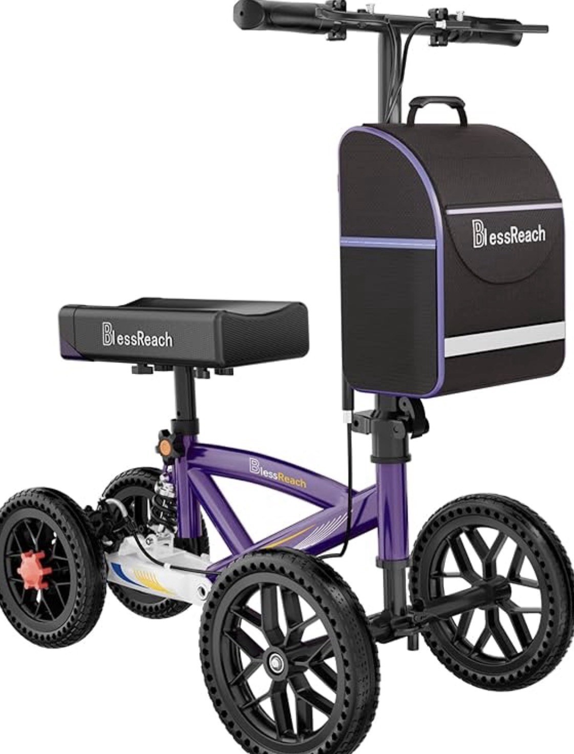 KNEE WALKER SCOOTER BLESSREACH All-Terrain Foldable Disc Brake for Foot Injuries