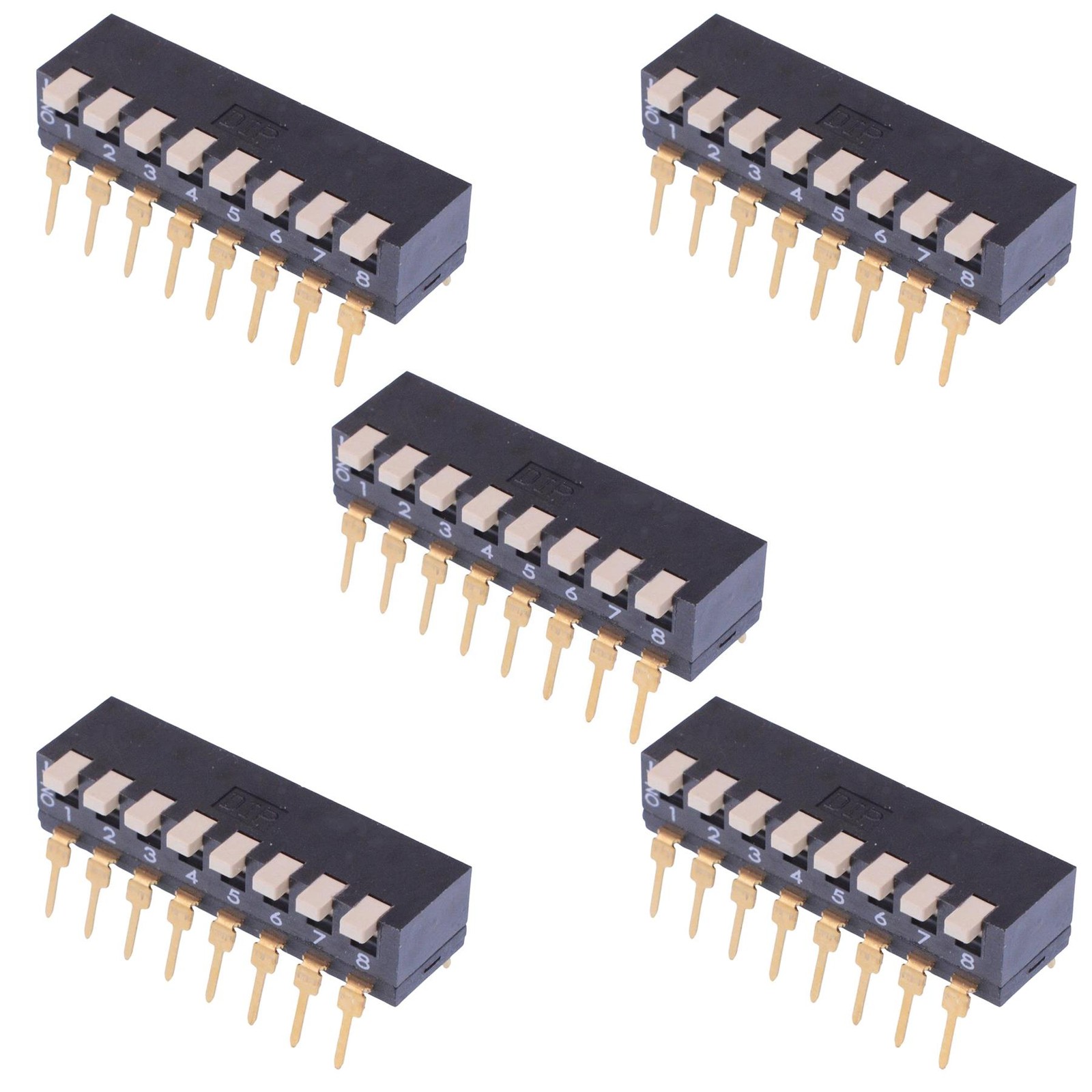 5 x IKP0800101 APEM 8-Way 2.54mm Piano PCB DIP Switch SPST