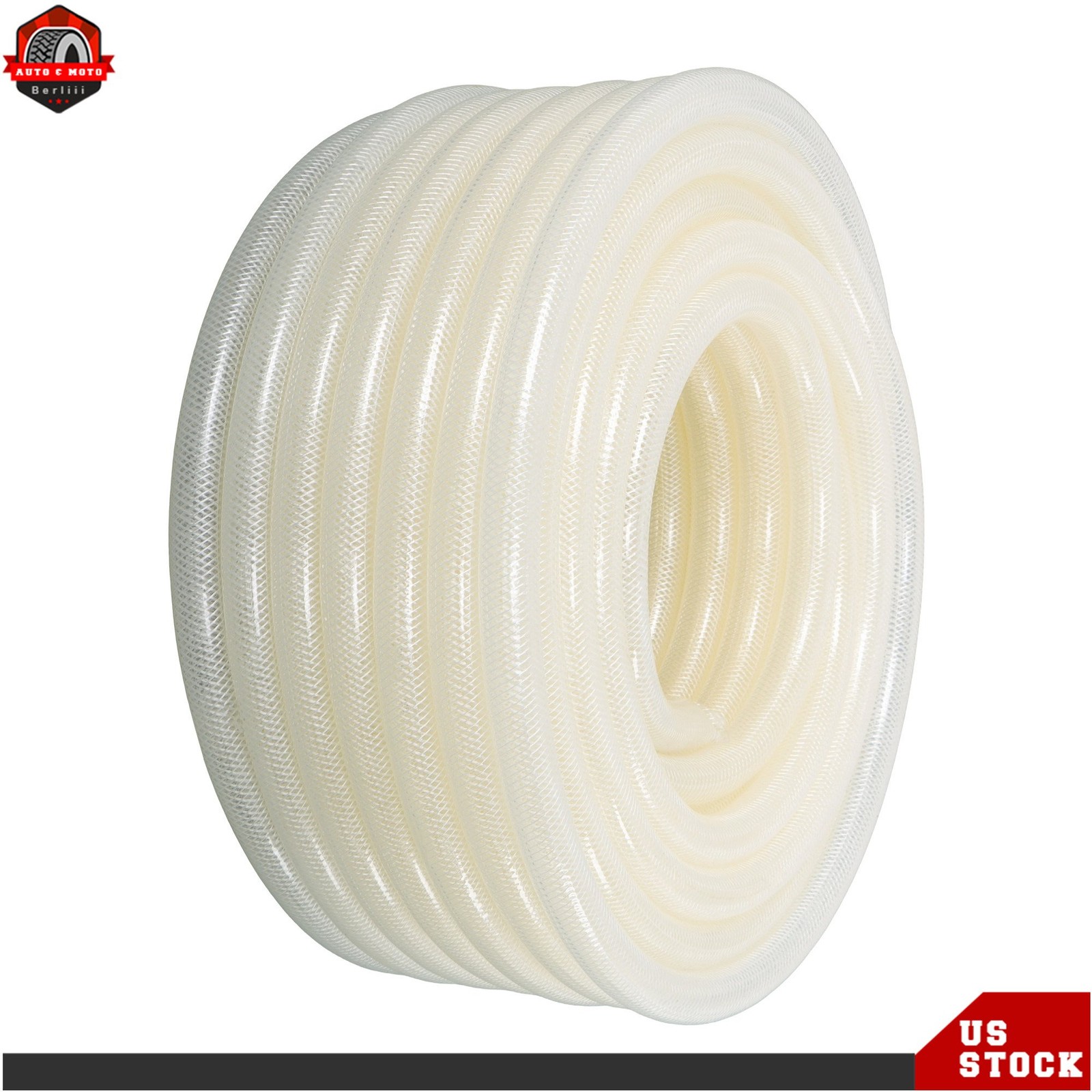 100 Ft High Pressure Braided Clear PVC Tube Vinyl Tubing 3/4" ID × 1" OD 10Bar