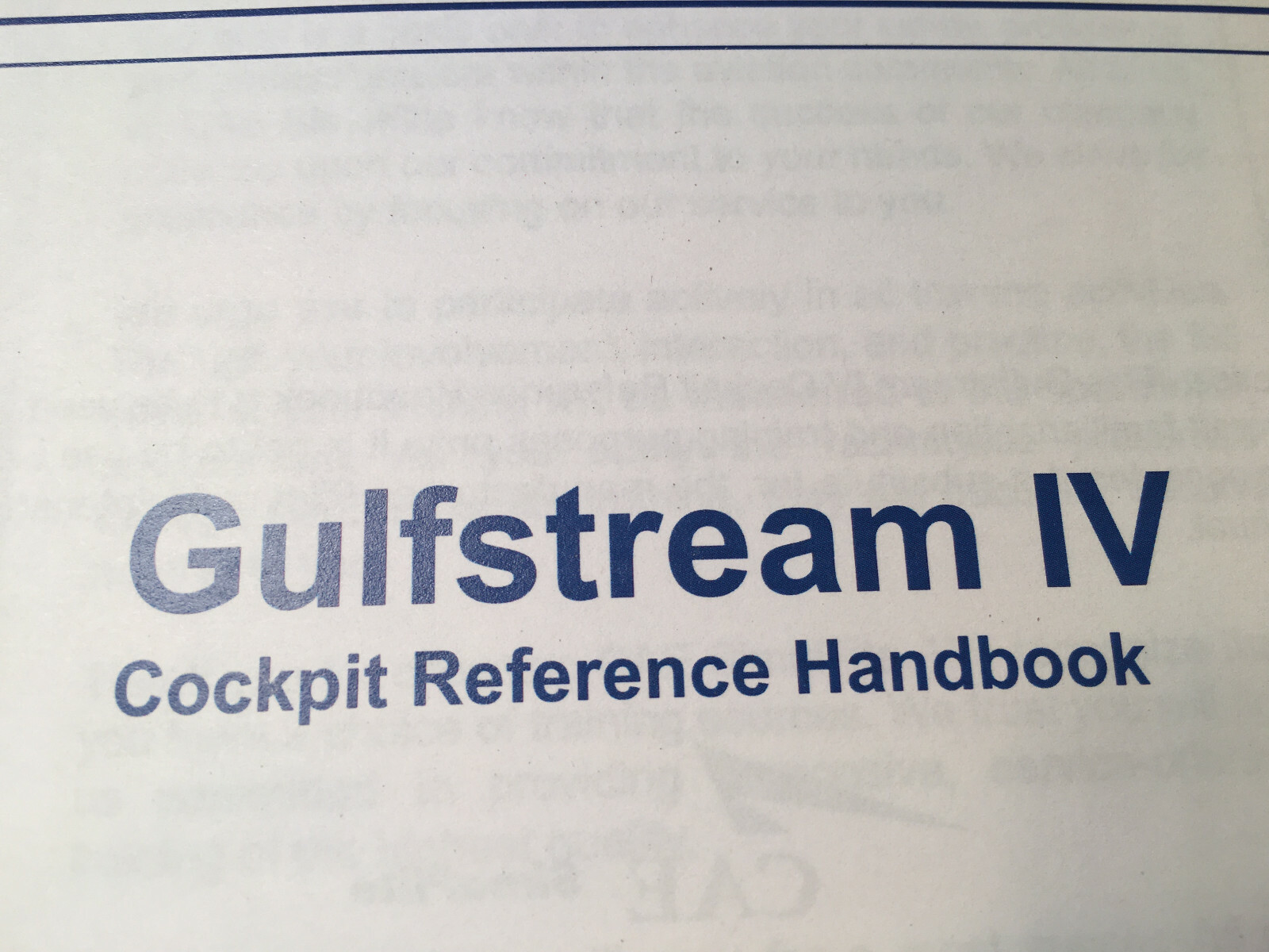 Gulfstream IV Cockpit Reference Handbook
