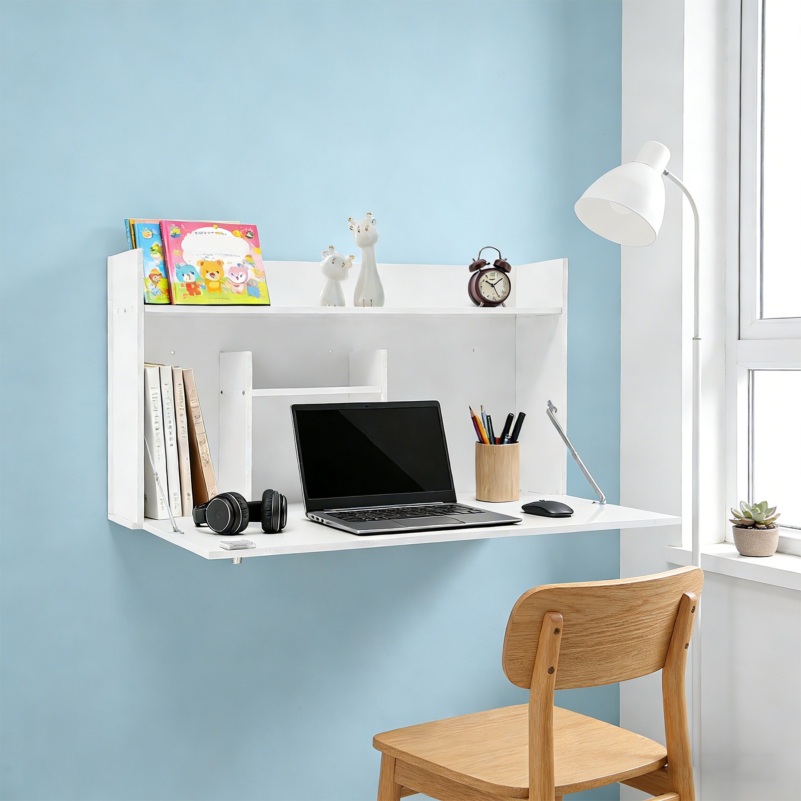 Wall Mounted Desk Cabinet Multifunctional Floating Desk Foldable Table Cabinet