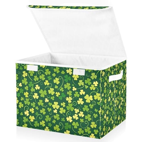 St. Patrick's Day Storage Bins with Lids and Carrying Handle,Foldable Storage