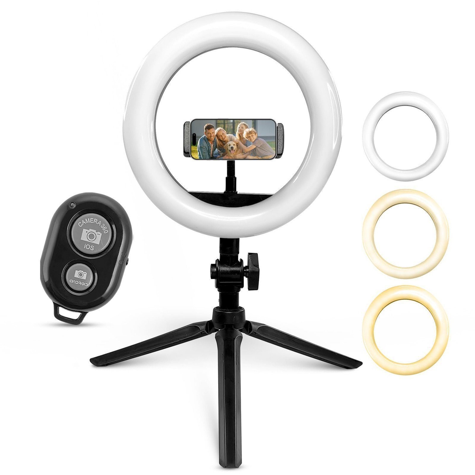 iDance LED Ring Light with Stand, 8", Portable Desk Ring Light with Cell...