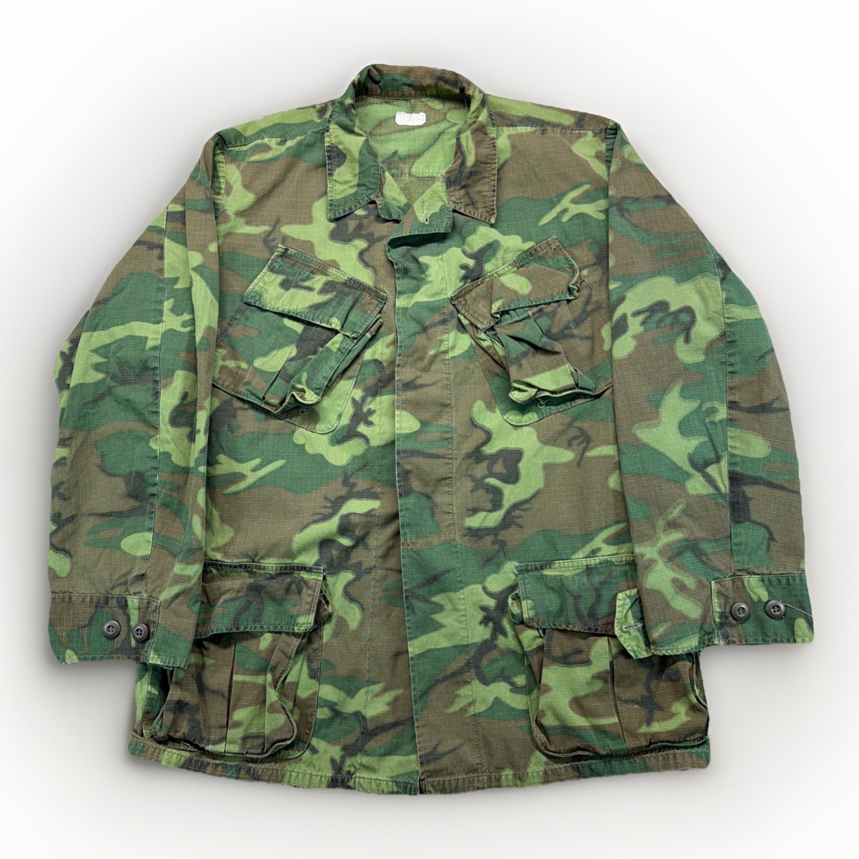 1970 Vietnam War Jungle  ERDL Camo Slant Pocket Ripstop Coat Shirt Medium Reg