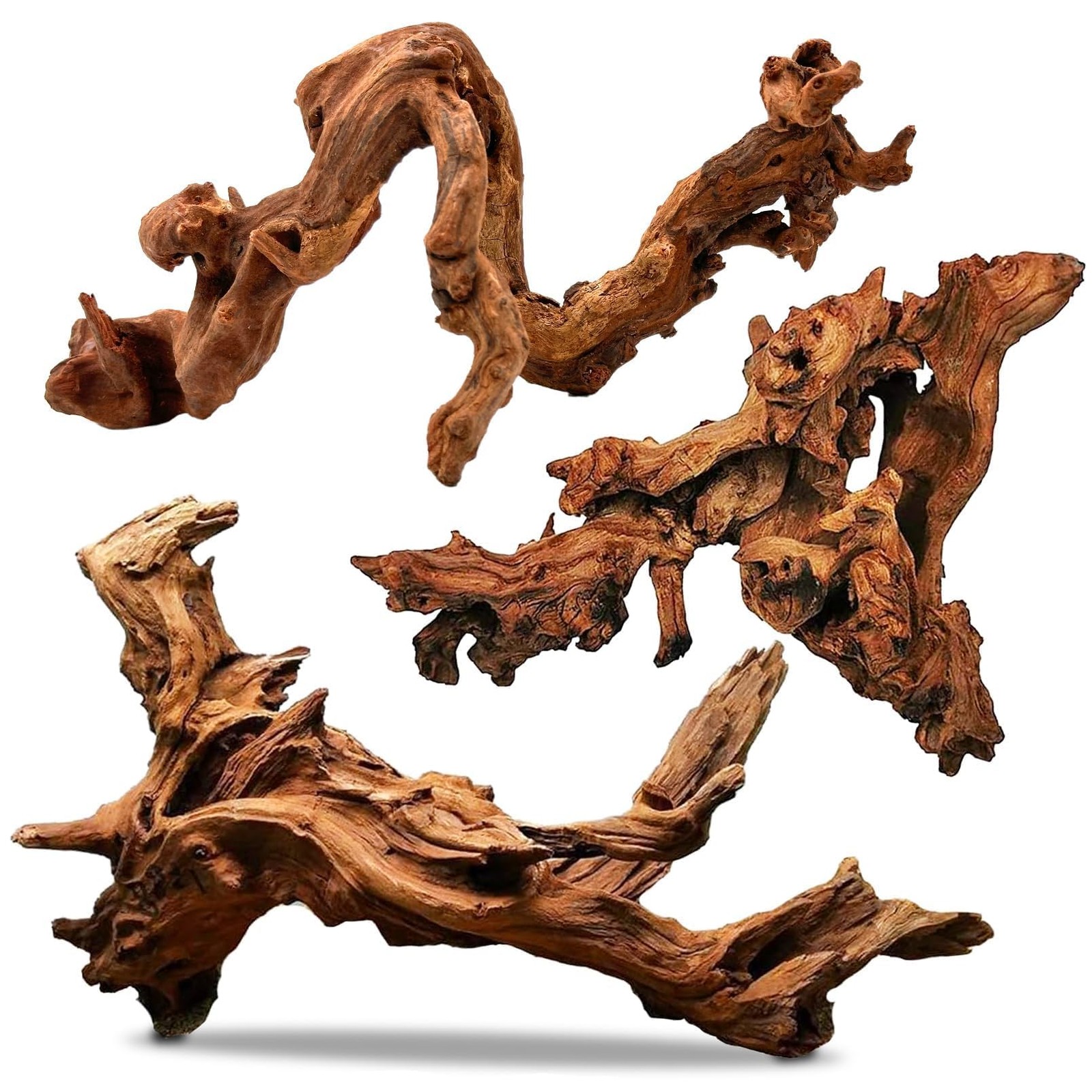 Aquarium & Reptile Driftwood Decor - 3 Assorted Pieces 7"-11" Branches