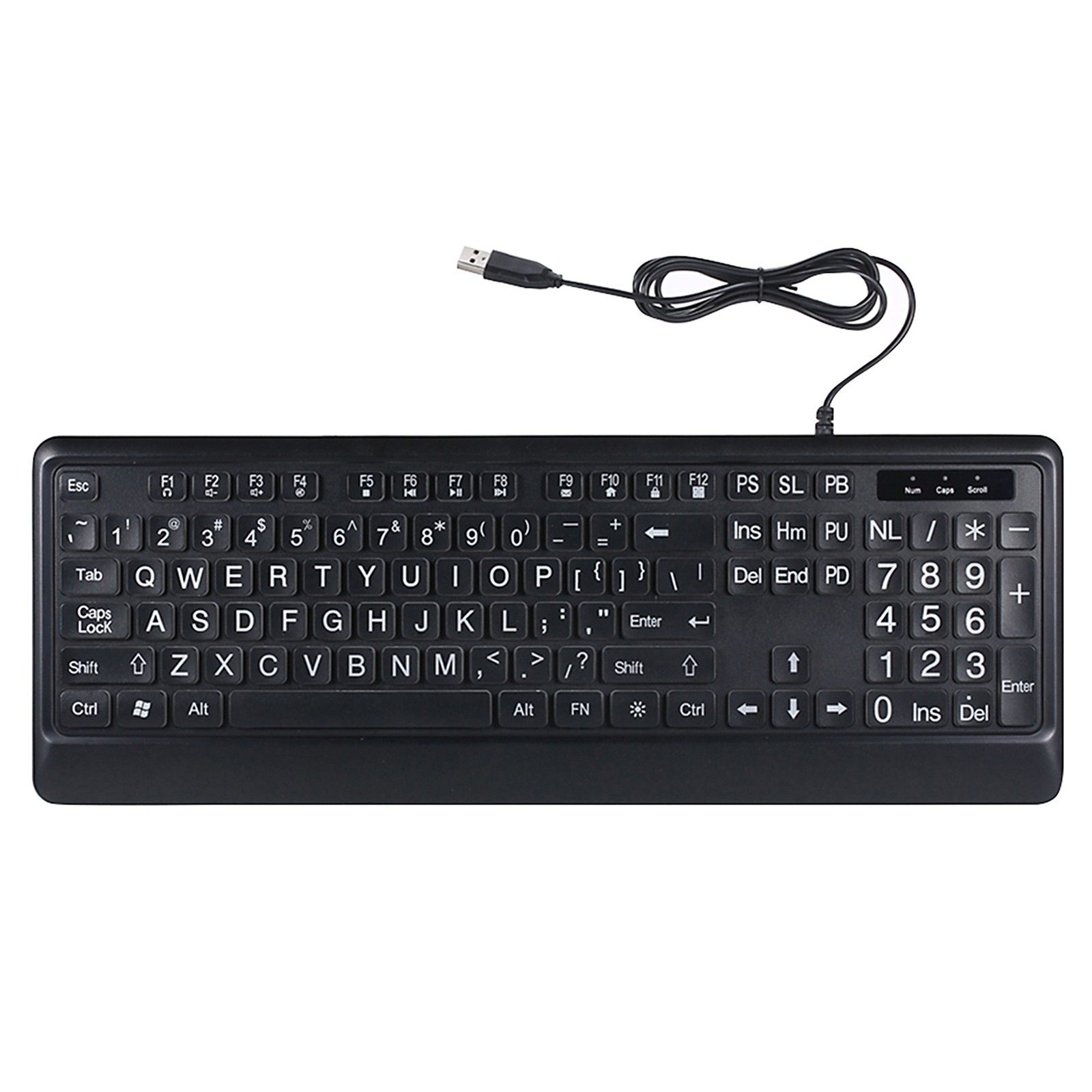 104 Keys Wired Keyboard USB Interface 1.5M Cable Large Print Backlit p0d2