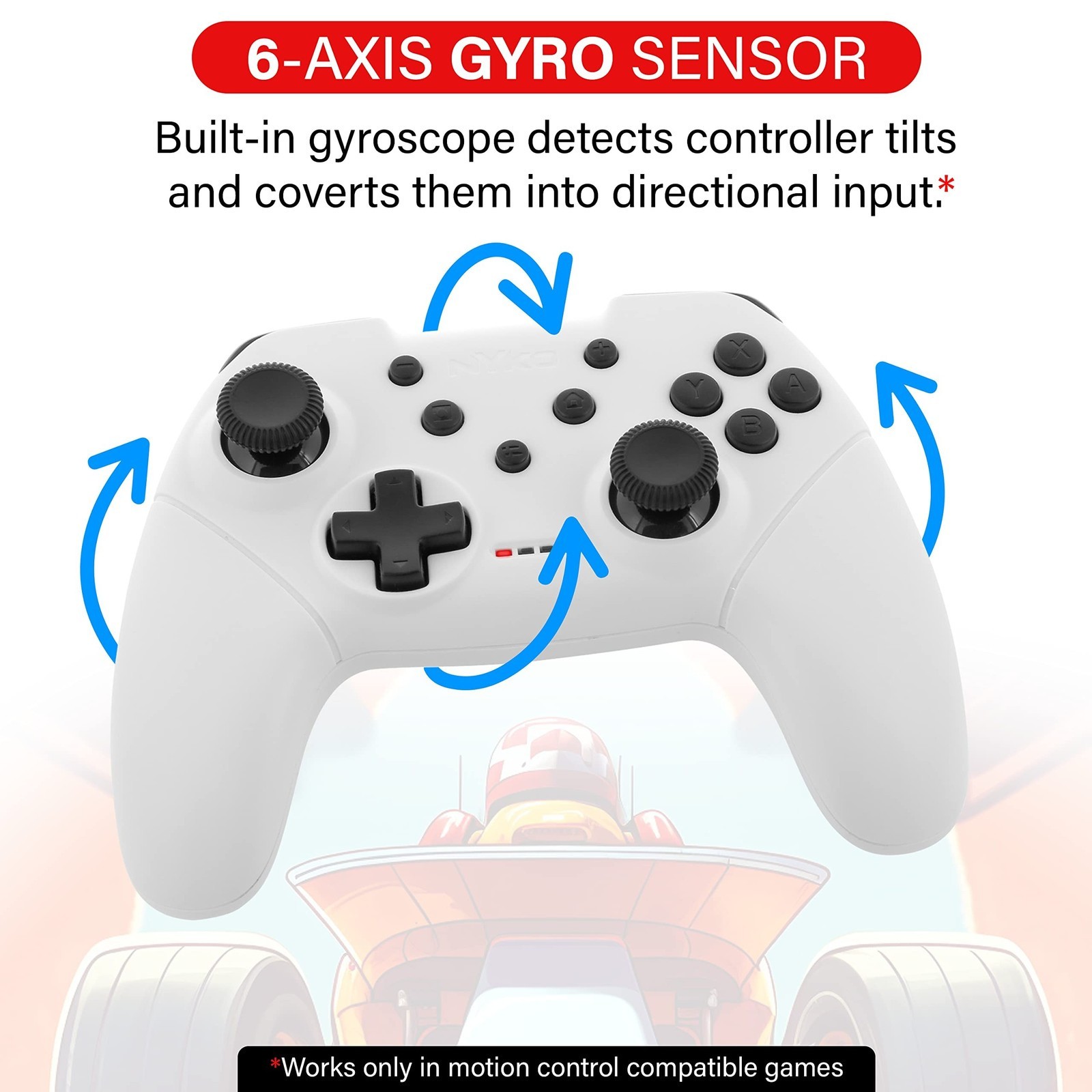 Nyko Wireless Mini Core Turbo Controller for Nintendo Switch 1 & 2 ~ WHITE
