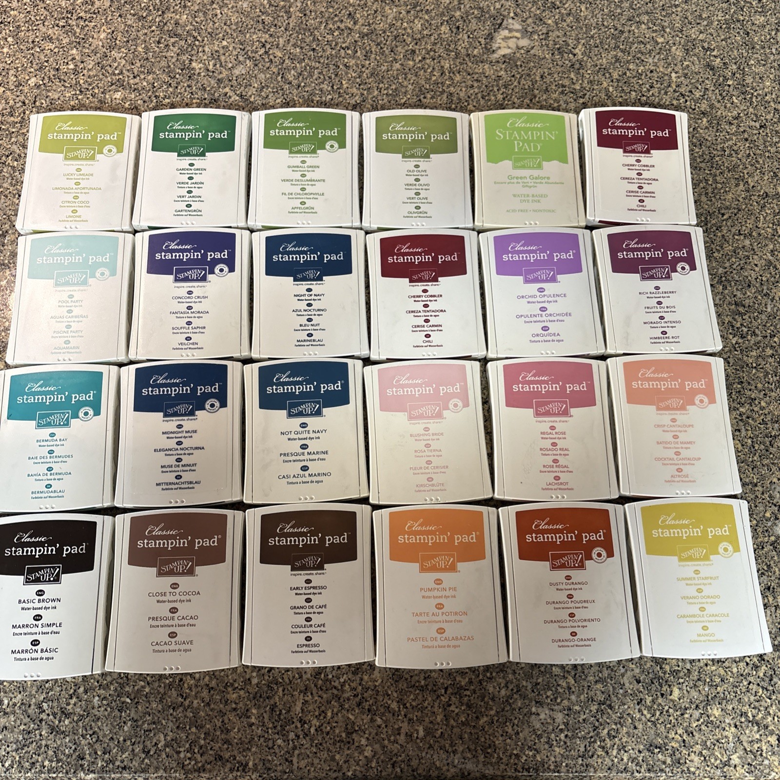 Stamp Ink Pad Stampin Up Classic Lot 24 Rainbow of Colors Rare & Discontinued