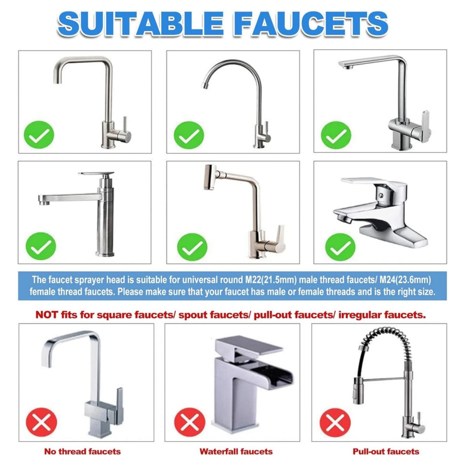 Kitchen Sink Faucet Nozzle 360° Rotating 3 Function Sprayer for Tap Aerator