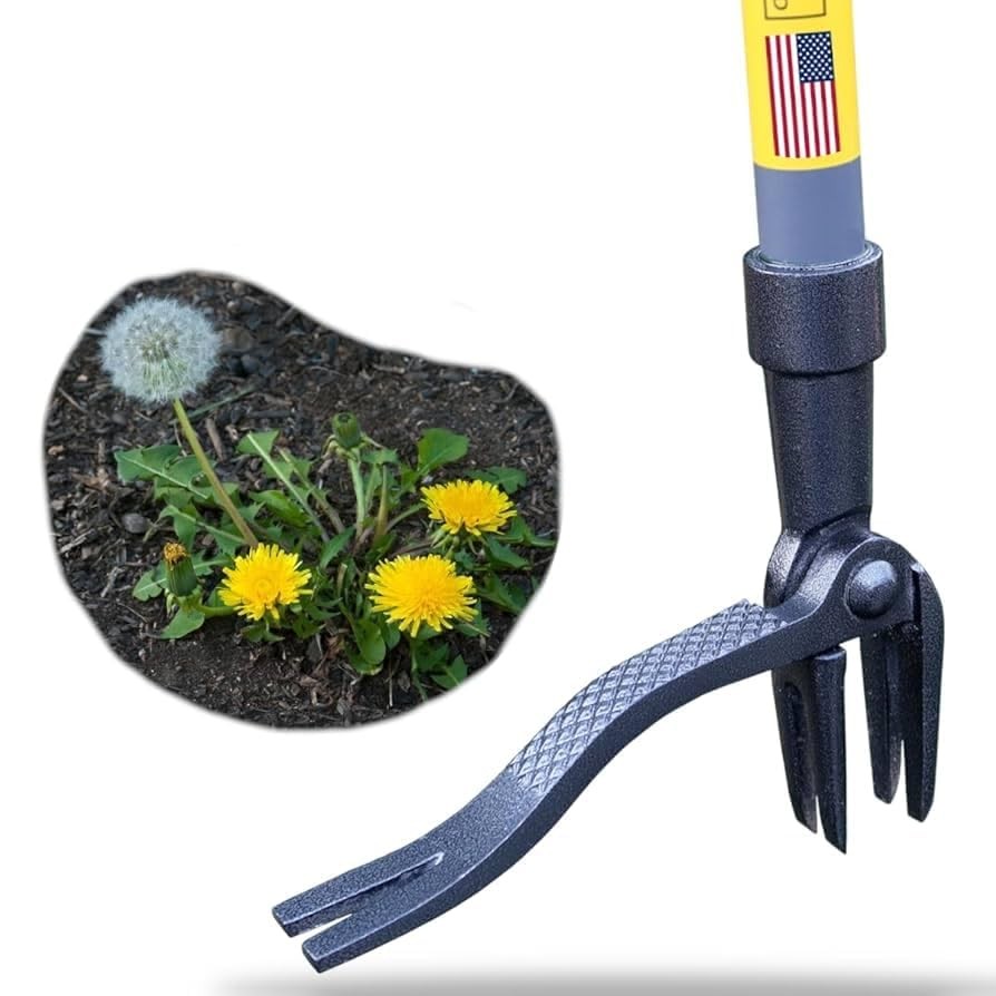 Rocklin™ Stand Up Weed Puller Tool - 4 Claw Steel Head - 48 inch Handle Black