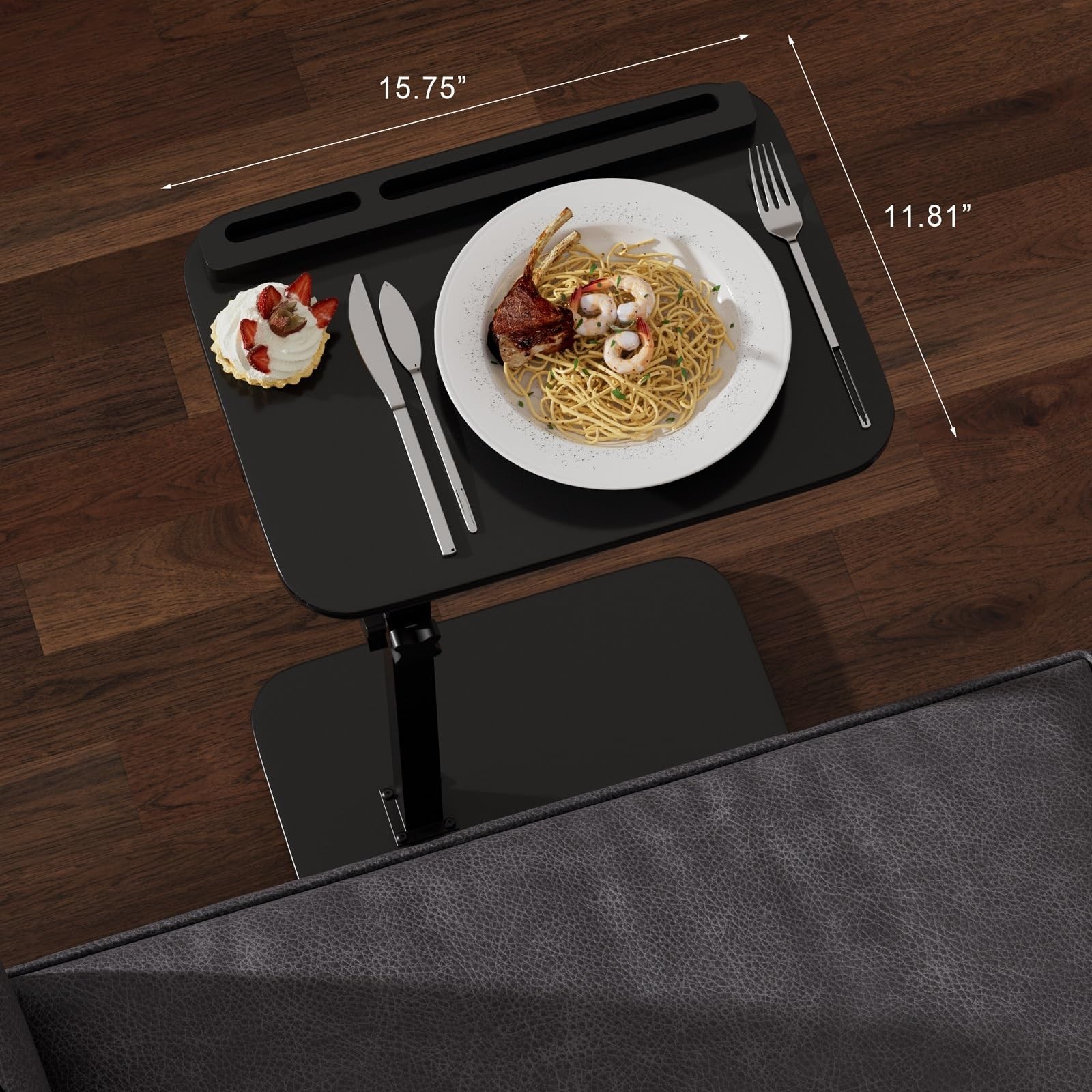 Adjustable Bamboo C Table for Couch, 360° Swivel Laptop Table | Height-adju
