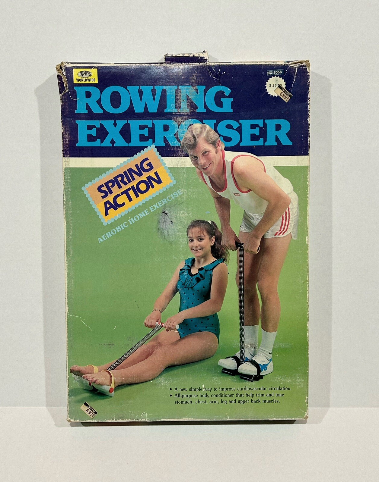 Vtg Pull-Up Rowing Exerciser Spring Action Aerobic Home Exercise *Box Wear *READ