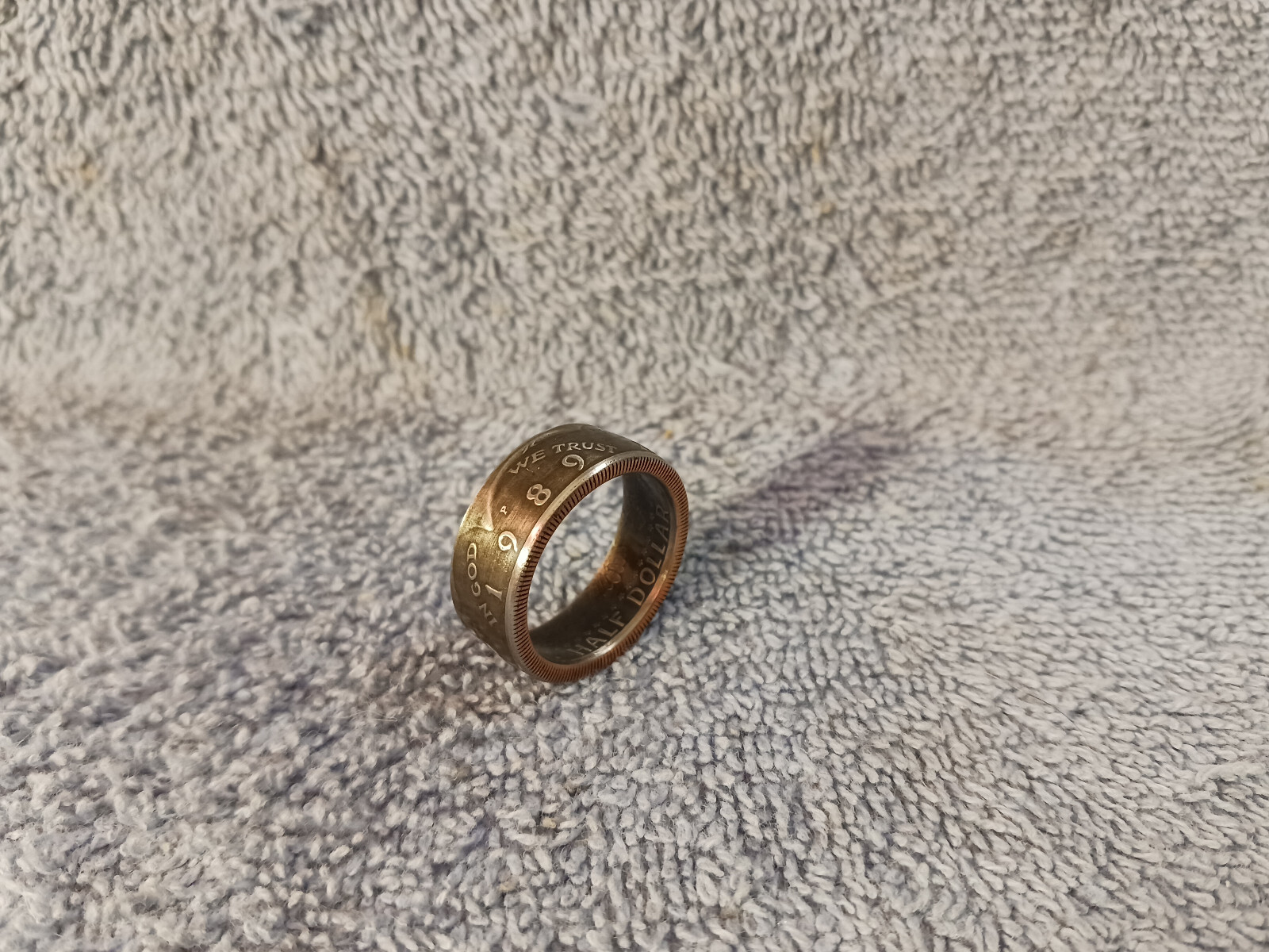 1989 Kennedy Half Dollars  size 11  coin ring  handmade mixed metals (A)