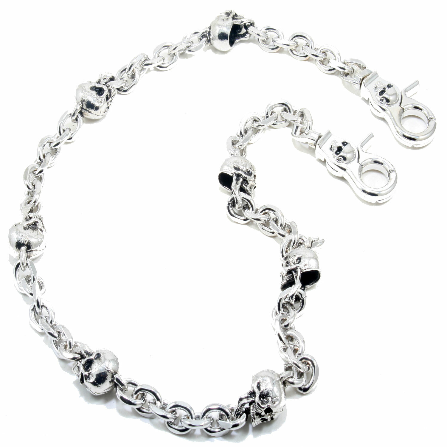 Multi Skull Connect EMO Biker Trucker Key Jean Wallet Chain (26.5") Silver CS80