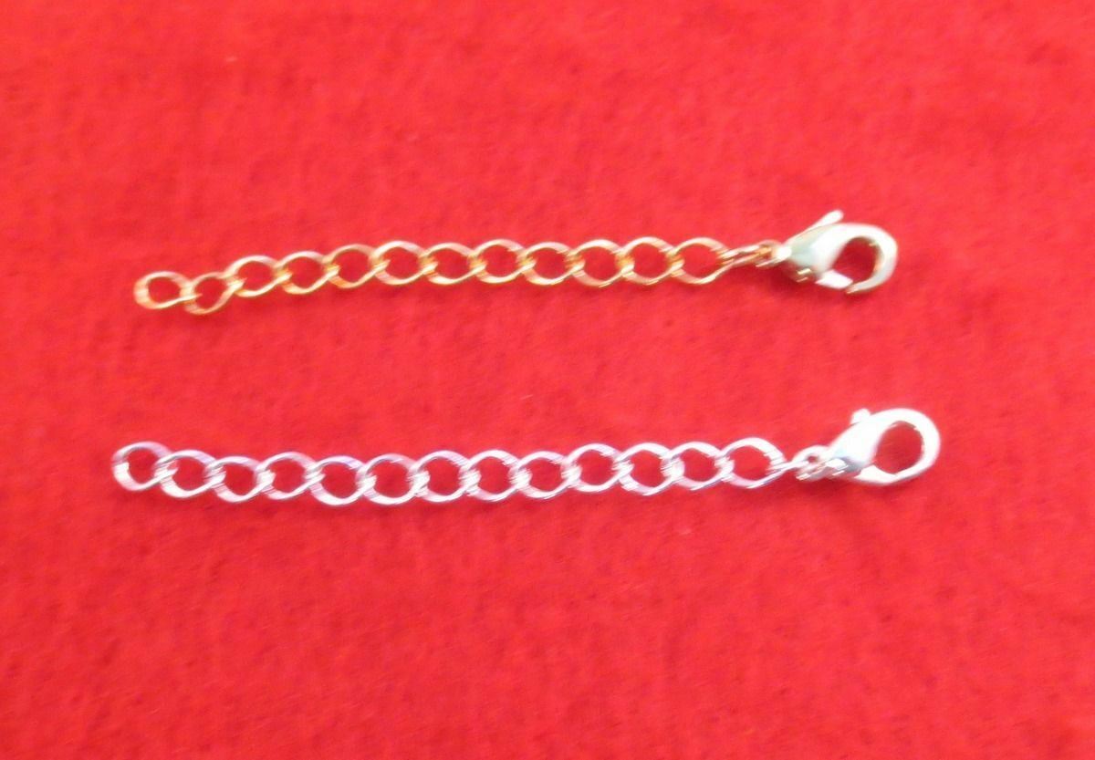 2 INCH 14KT GOLD & SILVER PLATED 4MM NECKLACE EXTENDER W/ LOBSTER CLAW SET