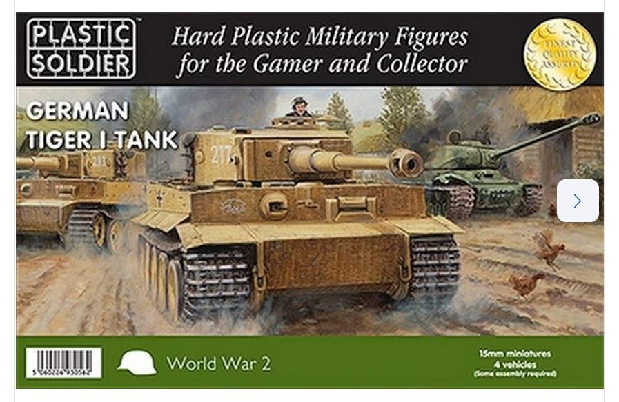 WW2V15017 - 15MM GERMAN TIGER I TANK NEW IN BOX PLASTIC SOLDIER  1/100  WW2