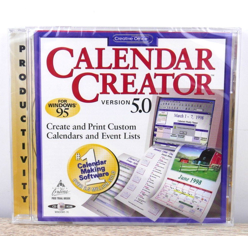 Calendar Creator Version 5.0 (1997 TLC) For Windows 95 SEALED - SHIPS IN CD BOX