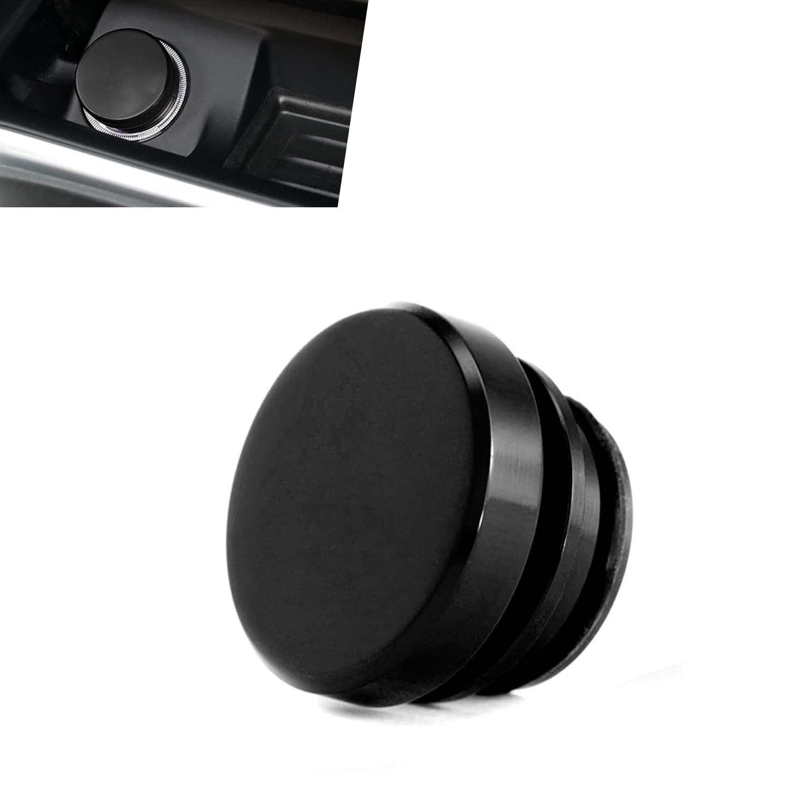 Pniwuno Car Cigarette Lighter Plug Cover, Aluminum 1 PC, Black