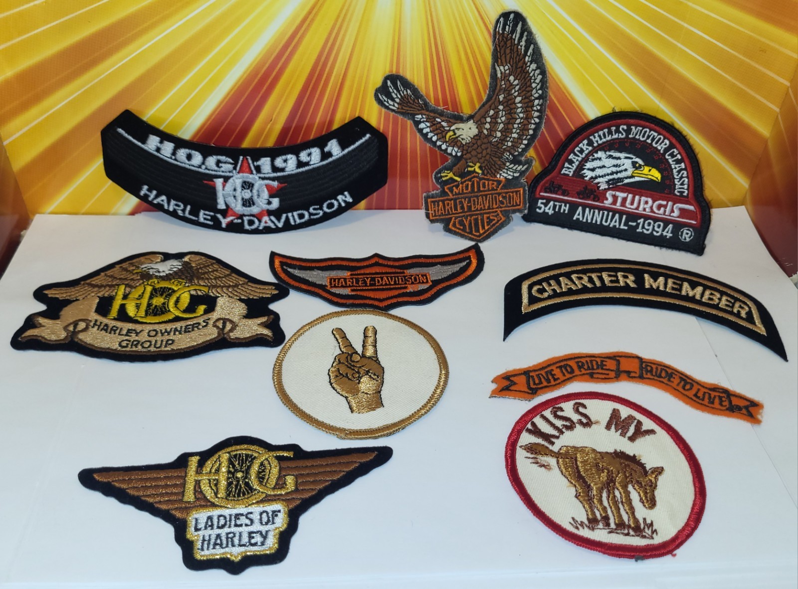 Vintage Harley Davidson Patches Lot of 10 Sturgis 1994 HOG Ladies of Harley