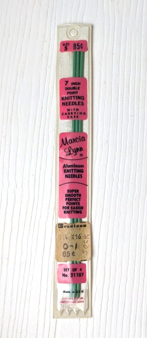 Marcia Lynn aluminum knitting needles double point set of 3 #21107 7" size 5 VTG