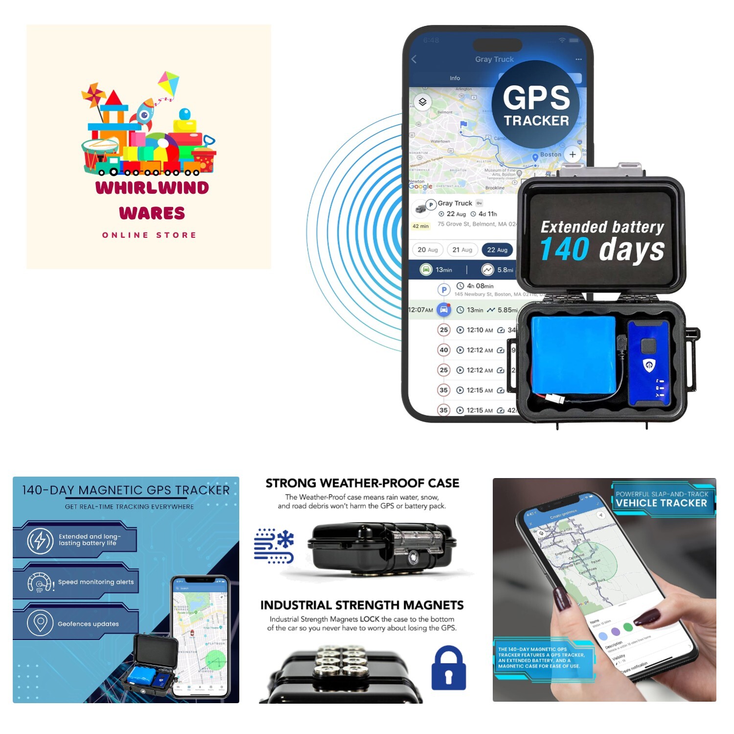 Brickhouse 140-Day Gps Tracker for Vehicles - Magnetic Case & Extended Batter...