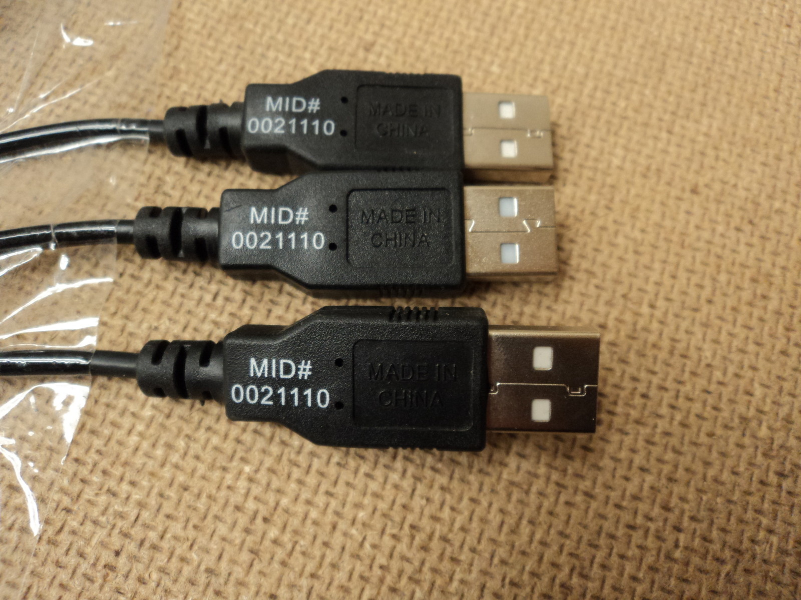 Standard USB Camera Cables 30 & 36in L Black Lot of 4 Mid #0021110