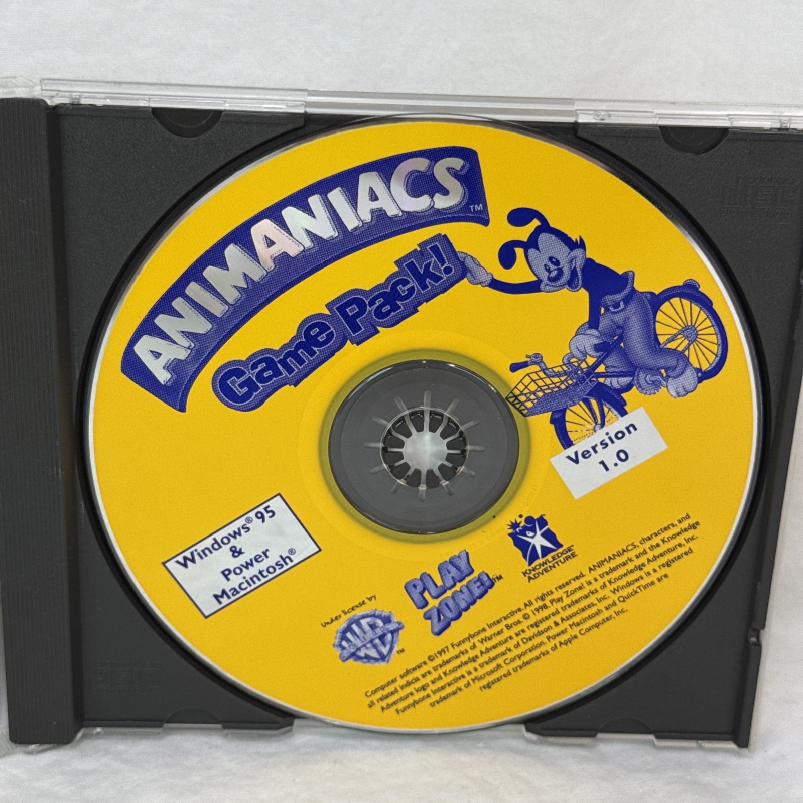 Animaniacs Game Pack PC CD ROM Windows 95 Play Zone VTG CIB Complete Funny Bone