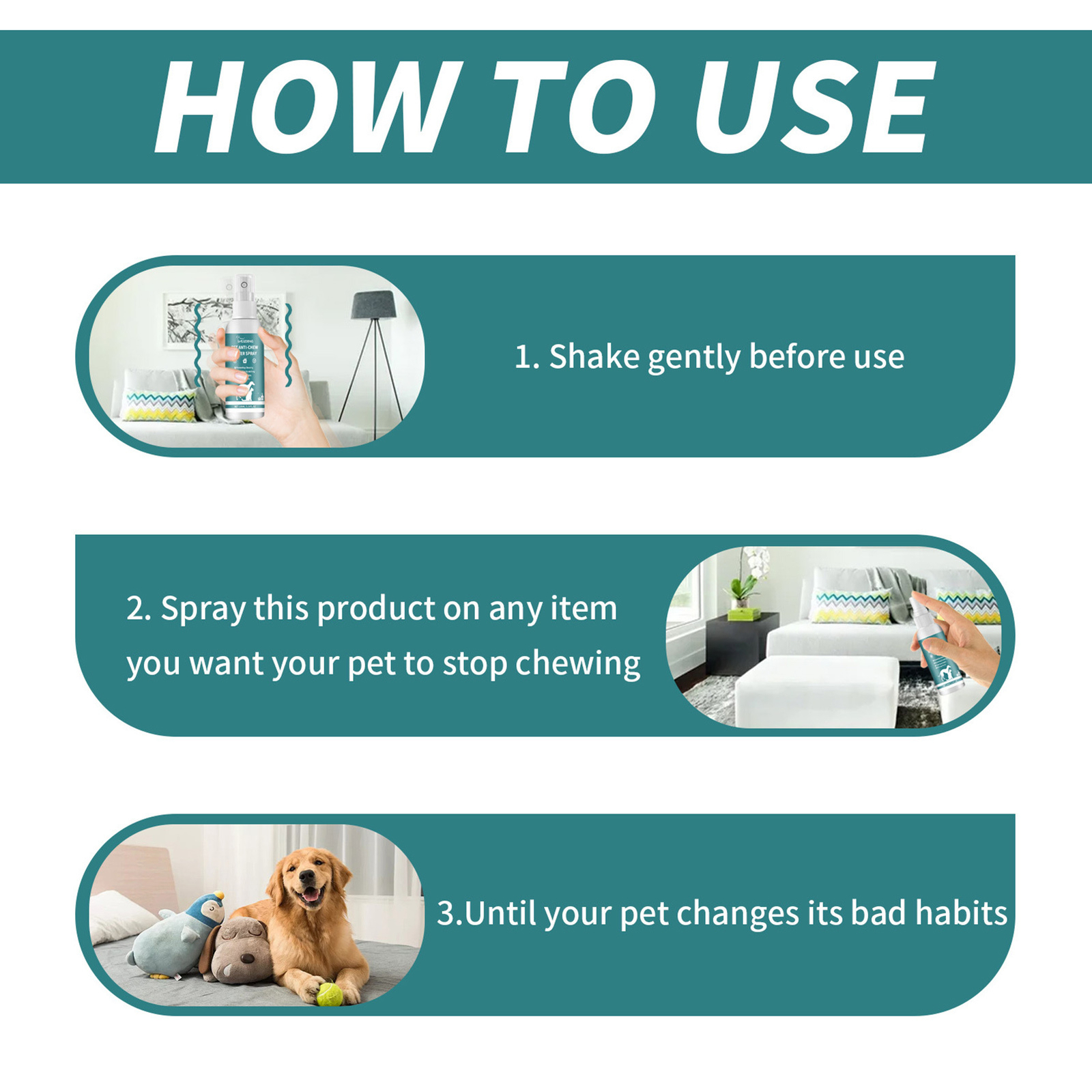 for Pet Stop Chewing Behavior Corrector Training Aid for Dog & Cat Bitter Spray
