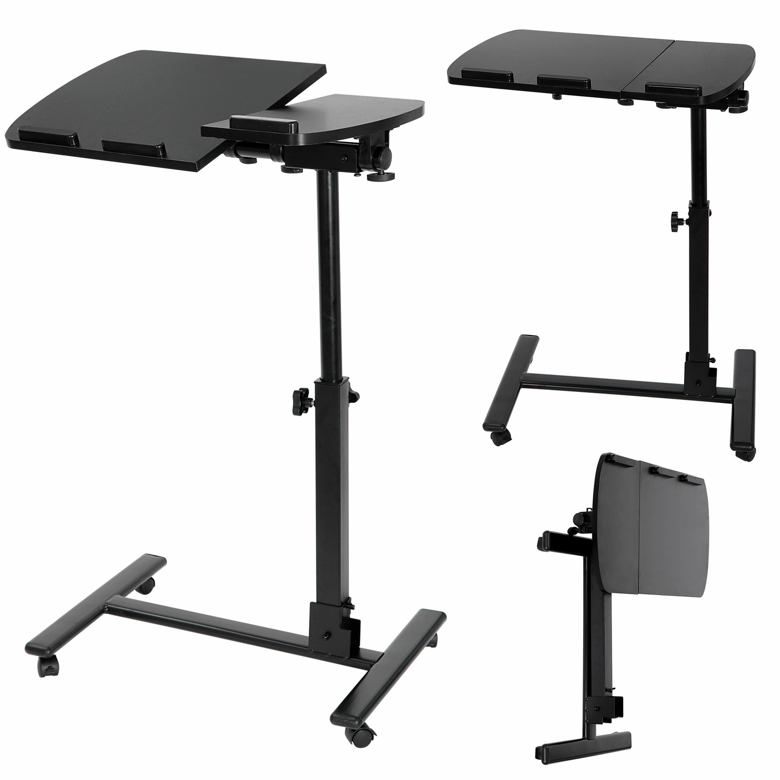 Angle Rolling Laptop Desk Table W/ Casters Notebook Stand Height Adjustable