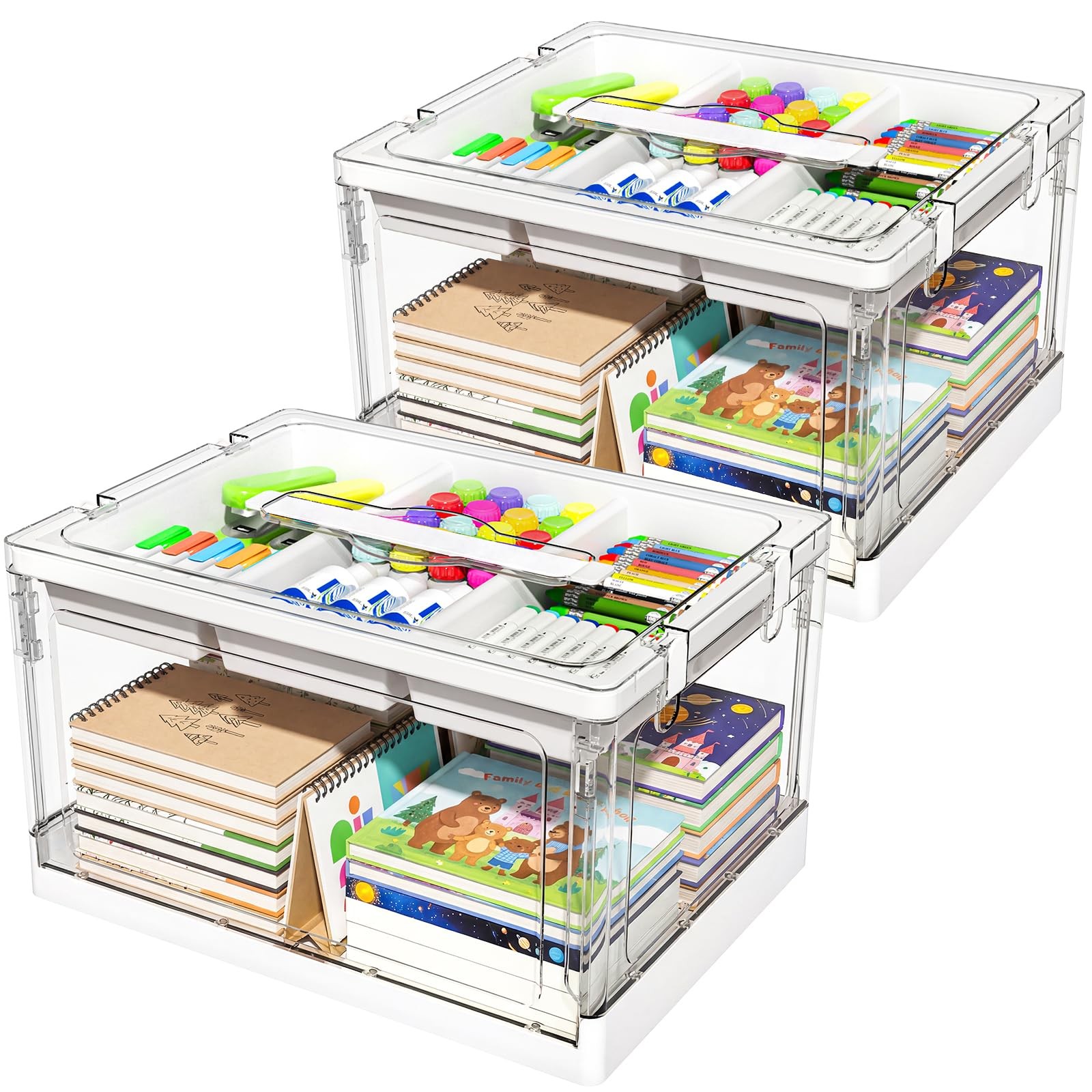 24qt 2packs Clear Craft Organizers And Storage With Trays, Art Supply Organizer