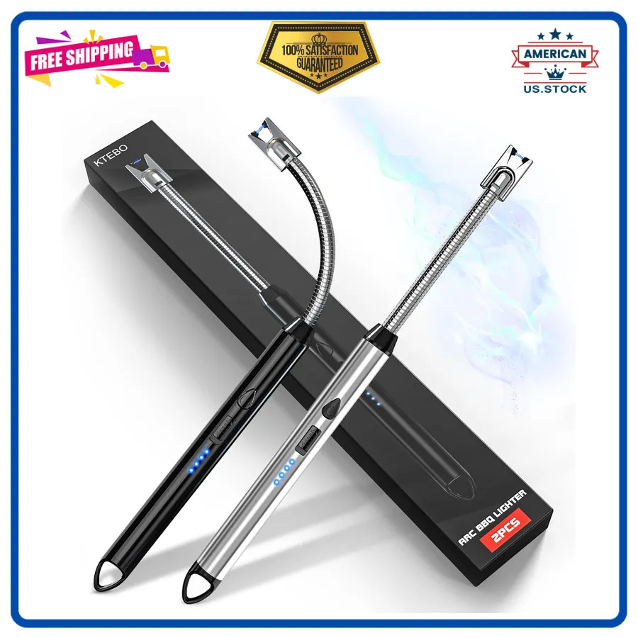 2 Pack Electric Arc Candle Lighter USB Rechargeable Flexible Neck Flameless