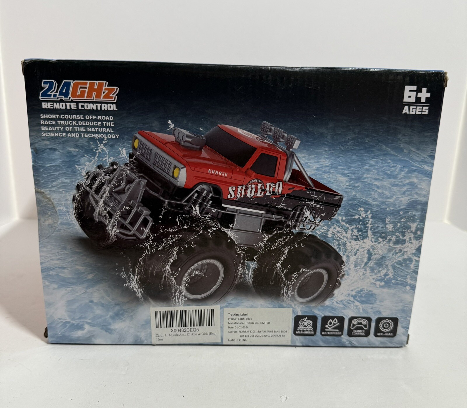 Carox Radio Controlled Amphibious Waterproof Off-road Truck RC Toy for Ages 6+
