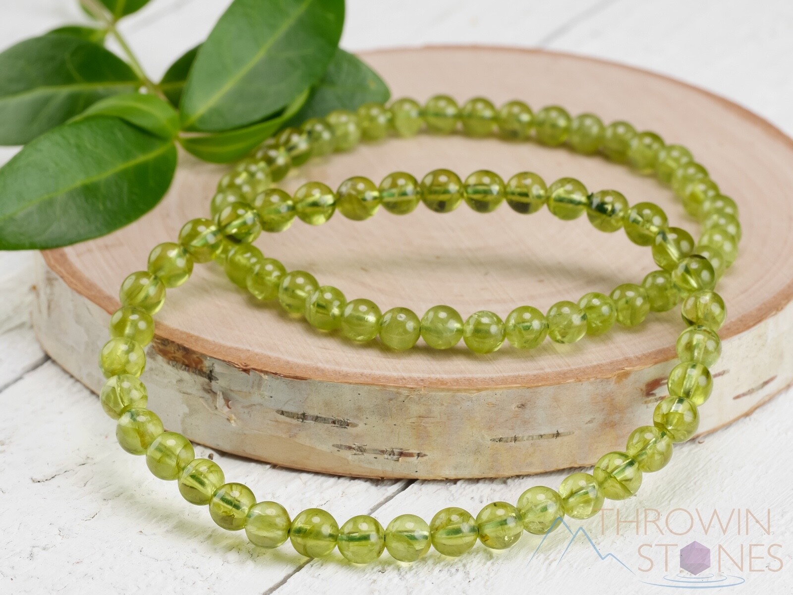 PERIDOT Crystal Bracelet, Round Beads, Beaded Birthstone Handmade Jewelry, E0983