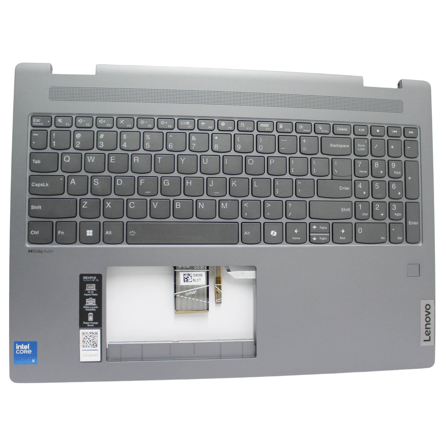 Lenovo IdeaPad 5 16IRU9 Palmrest Top Cover w/ US KB Luna Grey 5CB1N95062 Grade A