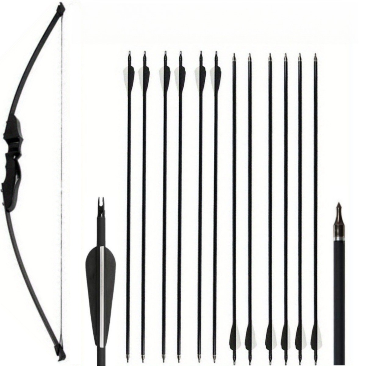 51" Recurve Bow and Arrow Set 30/40Lbs Takedown Right Bow 30" Fiberglass Arrows