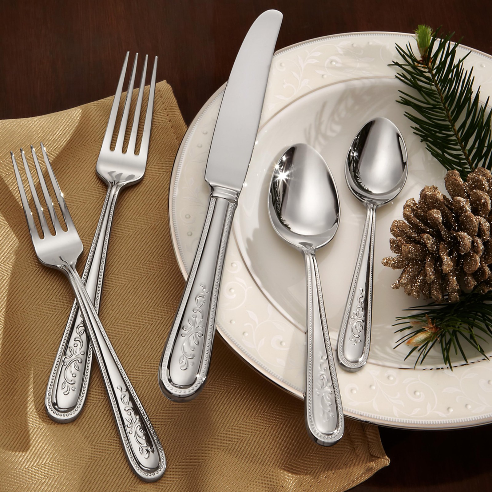 Lenox Opal Innocence Flatware, 20-Piece Set, Metallic