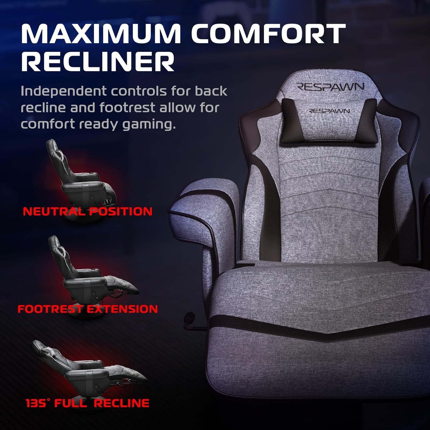 900 Console Gaming Recliner with Footrest and Lumbar Support - Comfortable Er...