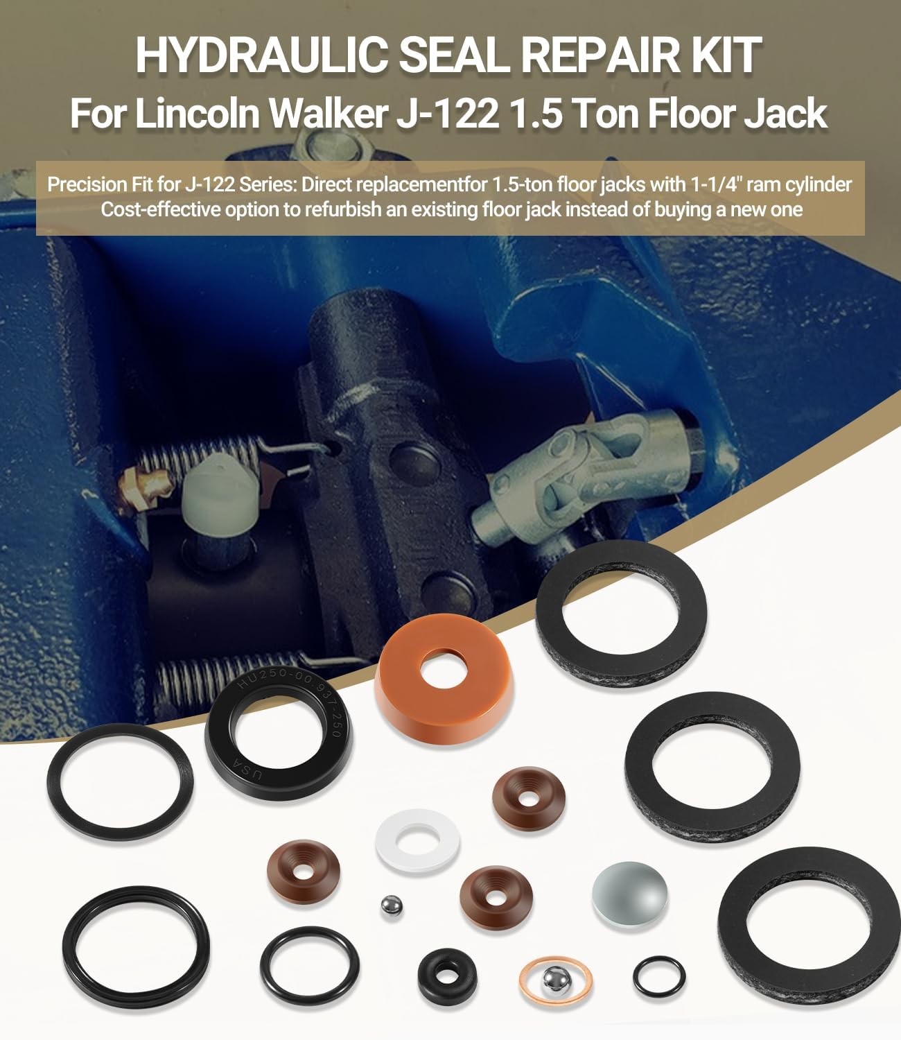 J-122 Hydraulic Seal Repair Kit for Lincoln Walker 1.5 Ton Floor Jack 18-Pack
