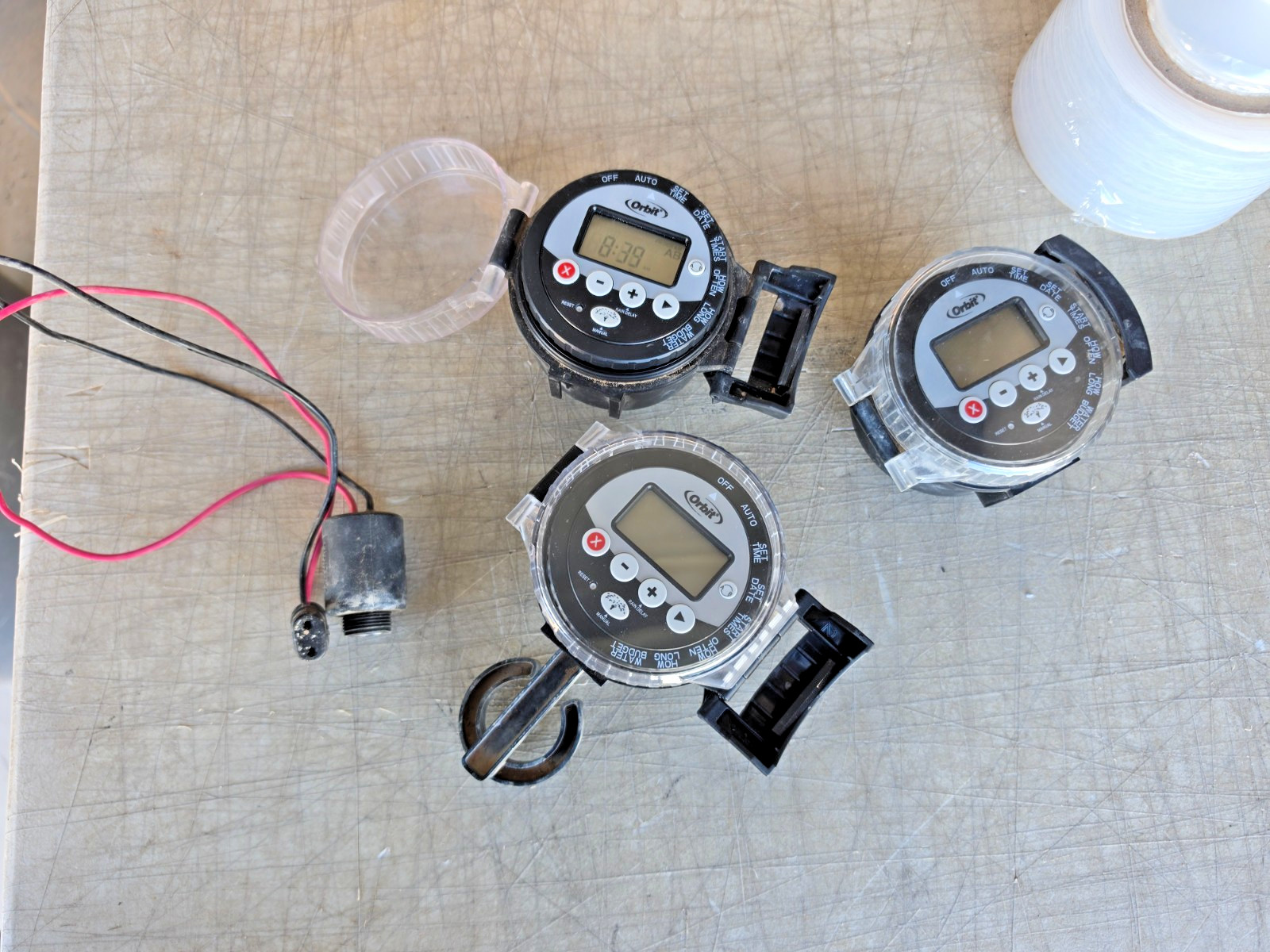 Lot of 3 Orbit 57865 Outdoor Battery 4 Zone Sprinkler Timer Controllers Used