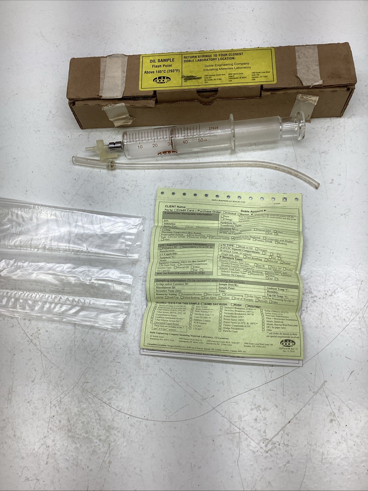 Doble Oil Sample Syringe 50 ml NIB