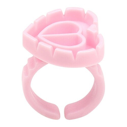 300pcs Heart Eyelash Extension Glue Ring Holder Eyelash Glue Cup (Pink)