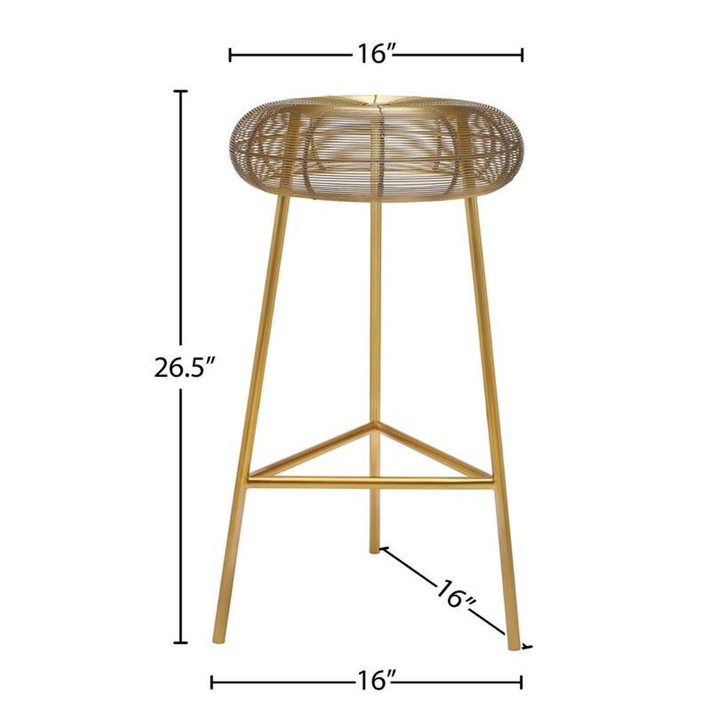Pemberly Row Contemporary Gold Metal Counter Stool - 16"W x 16"D x 26.5"H