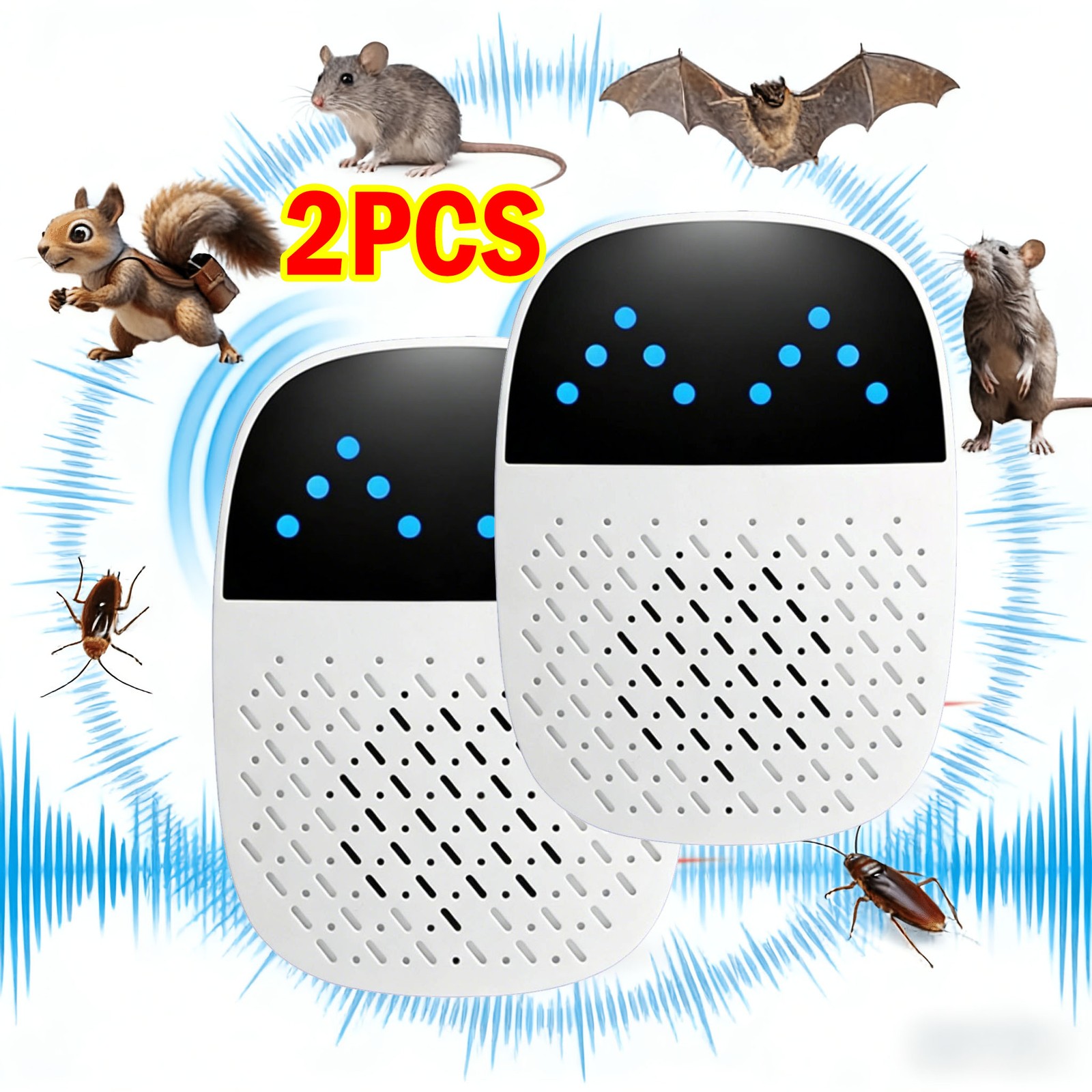 2PACK Ultrasonic Pest Repeller Plug In Electronic Mouse Roach Repellent Home