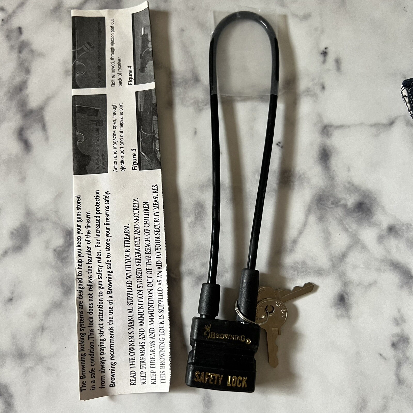 Browning Gun Safety Cable Lock 2 Keys  Pistol / Rifle NEW