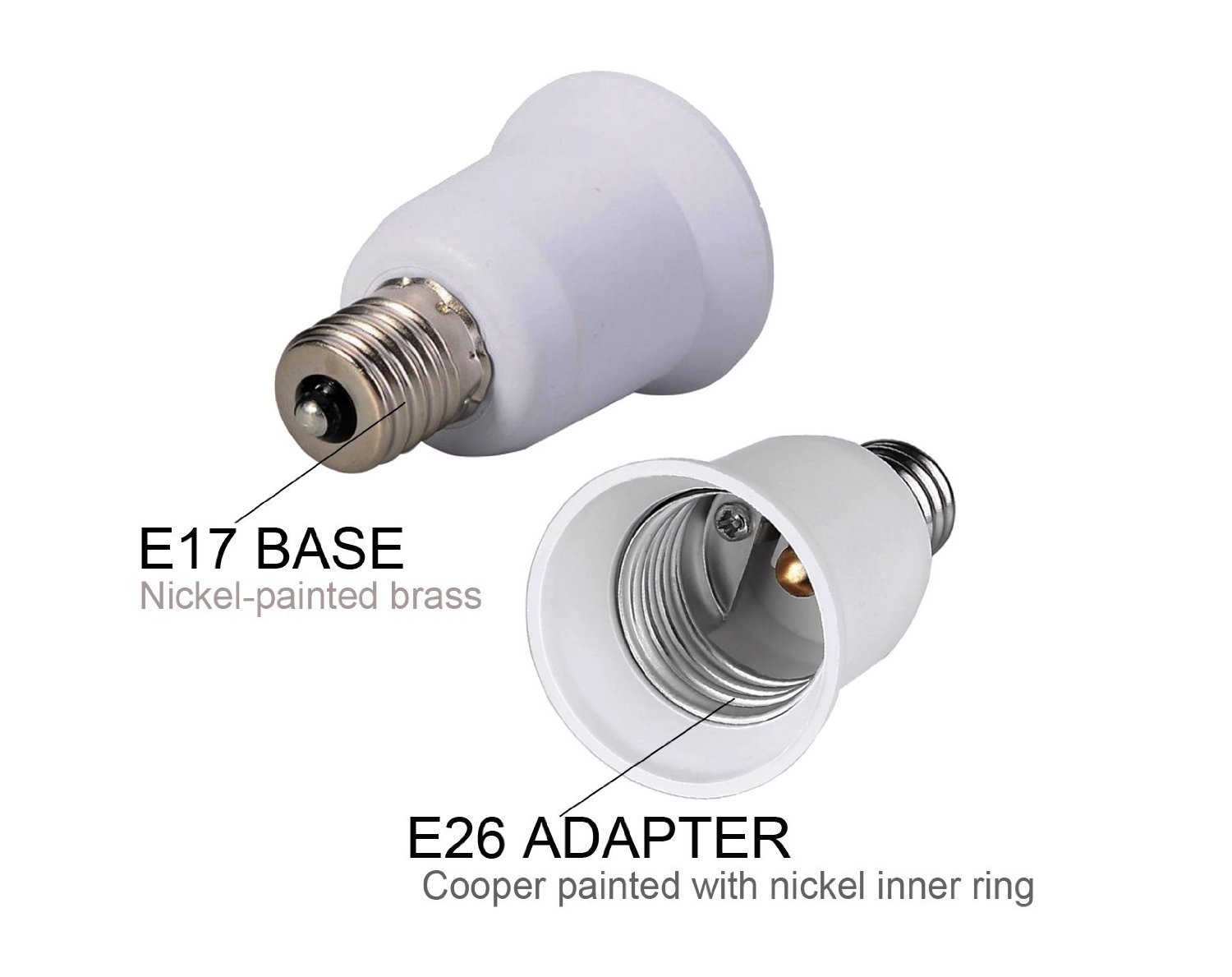 6pcs Intermediate base E17 to Standard Medium base E26/E27 Converter Adapter